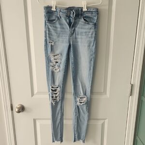 American Eagle Outfitters Light Blue Ripped Skinny Jeans